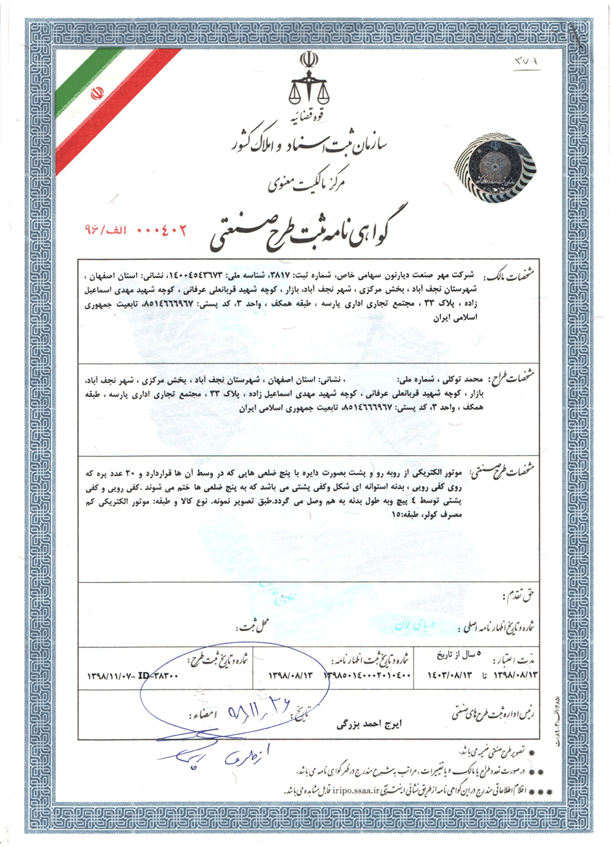 Design registration certificate BLDC